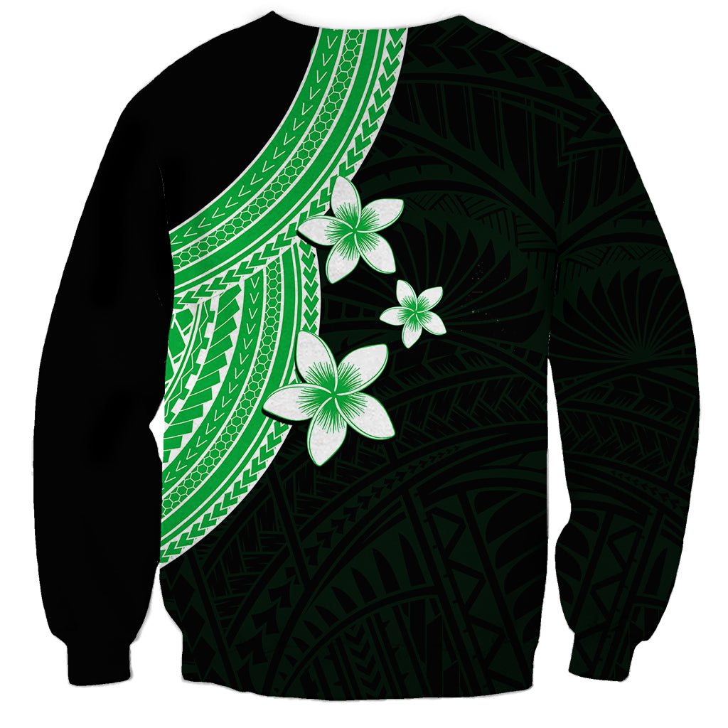 Polynesian Sweatshirt With Plumeria Flower Green LT6 - Wonder Print Shop