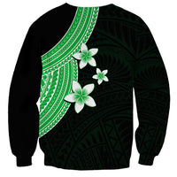 Polynesian Sweatshirt With Plumeria Flower Green LT6 - Wonder Print Shop