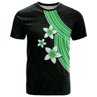 Polynesian T Shirt With Plumeria Flower Green LT6 - Wonder Print Shop