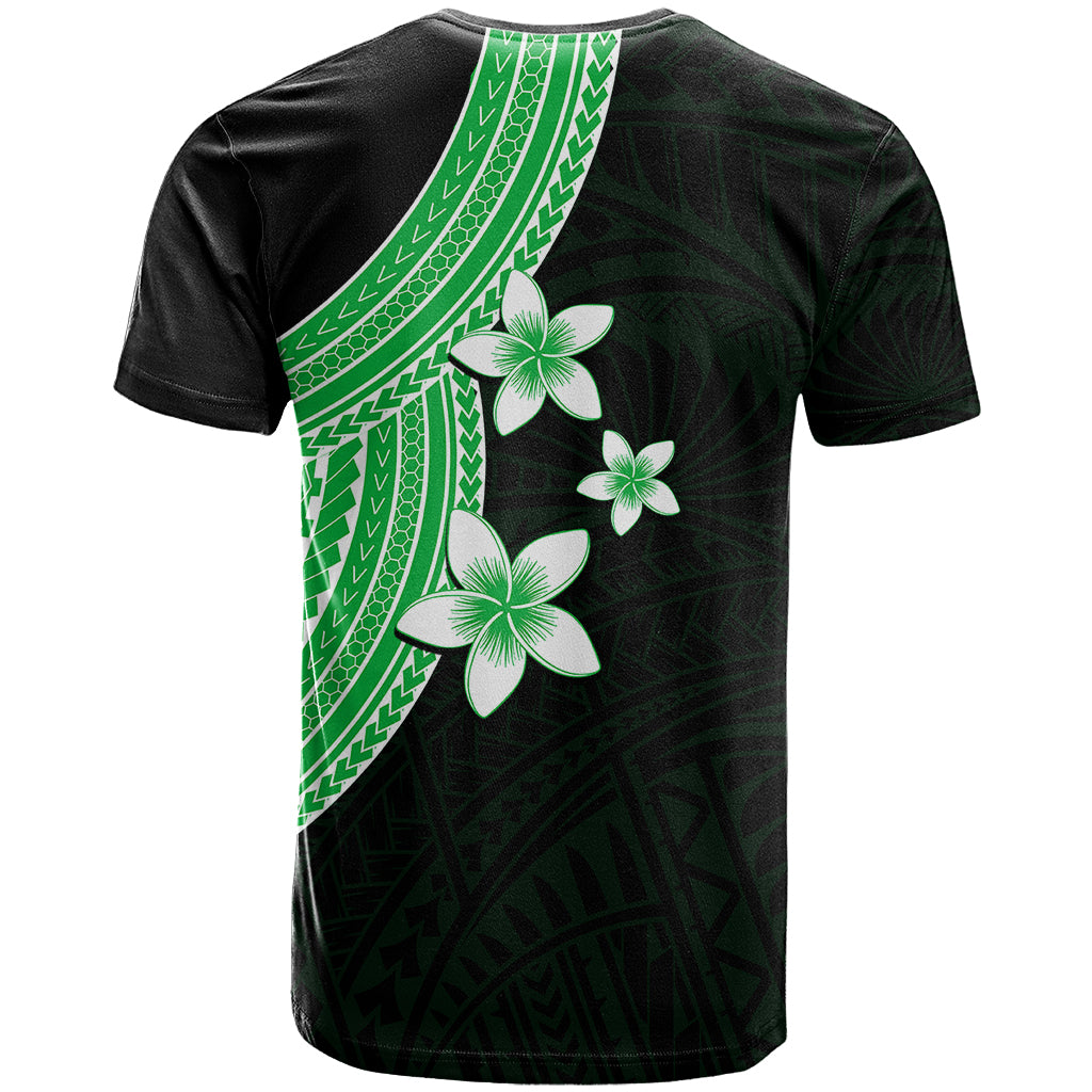 Polynesian T Shirt With Plumeria Flower Green LT6 - Wonder Print Shop