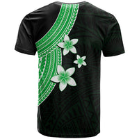 Polynesian T Shirt With Plumeria Flower Green LT6 - Wonder Print Shop