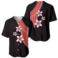Polynesian Baseball Jersey With Plumeria Flower Red LT6 - Wonder Print Shop