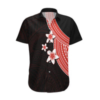Polynesian Hawaiian Shirt With Plumeria Flower Red LT6 - Wonder Print Shop