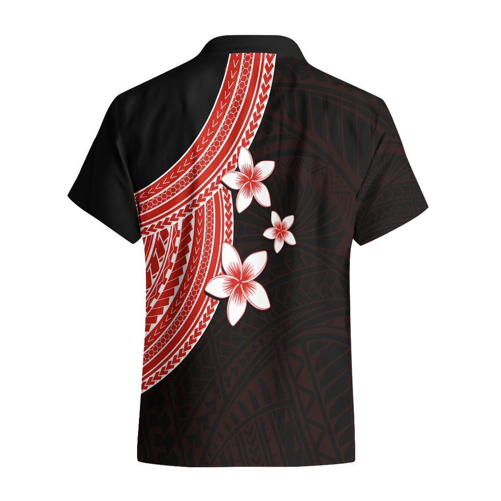Polynesian Hawaiian Shirt With Plumeria Flower Red LT6 - Wonder Print Shop