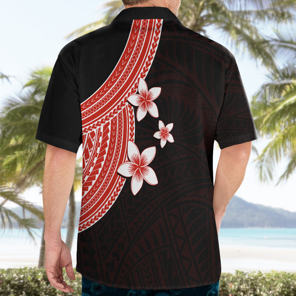Polynesian Hawaiian Shirt With Plumeria Flower Red LT6 - Wonder Print Shop