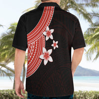 Polynesian Hawaiian Shirt With Plumeria Flower Red LT6 - Wonder Print Shop