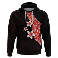 Polynesian Hoodie With Plumeria Flower Red LT6 - Wonder Print Shop