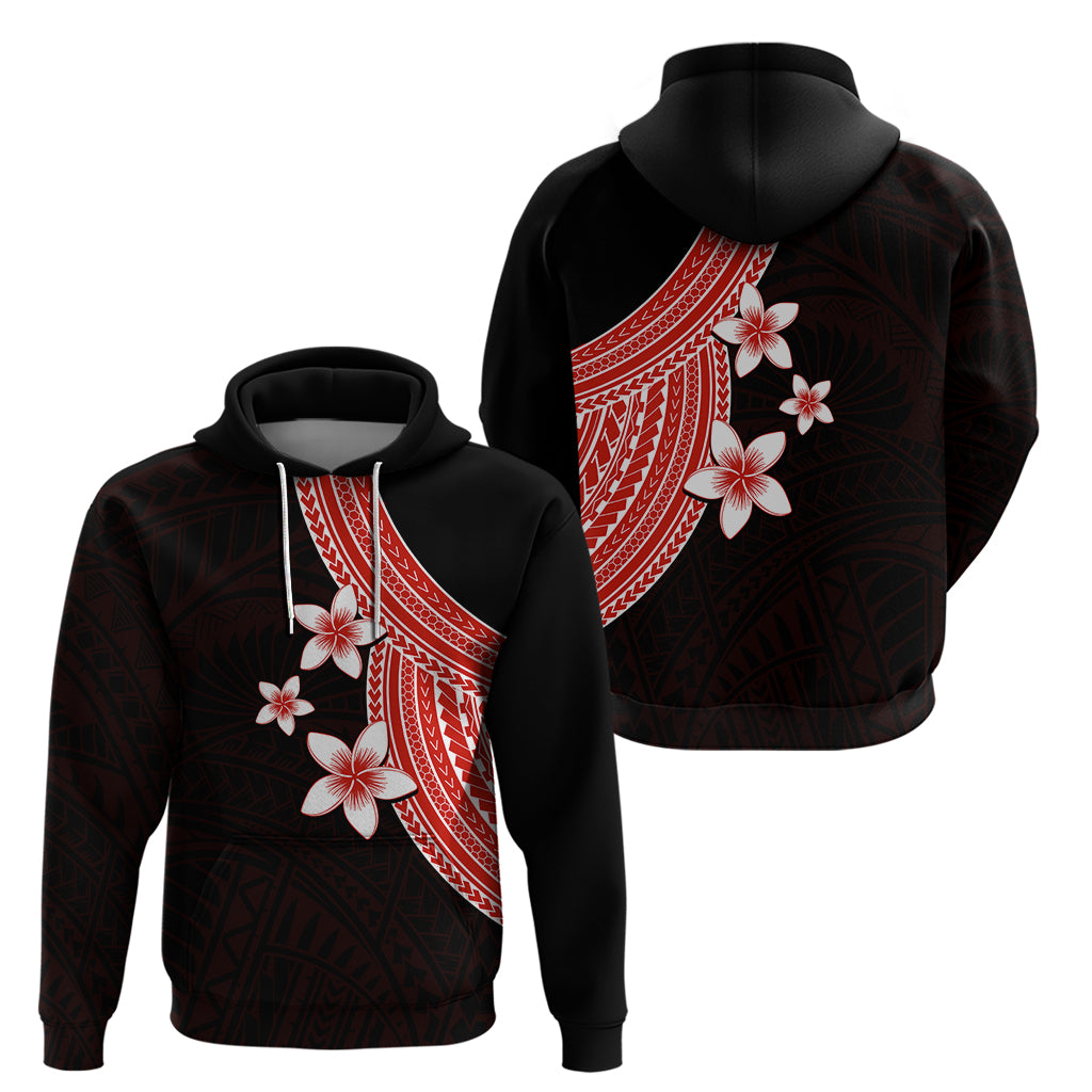 Polynesian Hoodie With Plumeria Flower Red LT6 - Wonder Print Shop