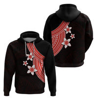 Polynesian Hoodie With Plumeria Flower Red LT6 - Wonder Print Shop