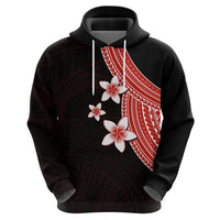 Polynesian Hoodie With Plumeria Flower Red LT6 - Wonder Print Shop
