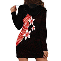 Polynesian Hoodie Dress With Plumeria Flower Red LT6 - Wonder Print Shop