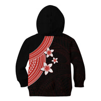 Polynesian Kid Hoodie With Plumeria Flower Red LT6 - Wonder Print Shop