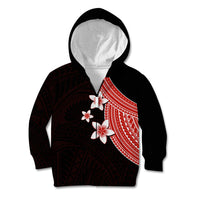 Polynesian Kid Hoodie With Plumeria Flower Red LT6 - Wonder Print Shop