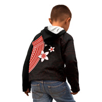 Polynesian Kid Hoodie With Plumeria Flower Red LT6 - Wonder Print Shop