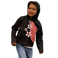 Polynesian Kid Hoodie With Plumeria Flower Red LT6 - Wonder Print Shop