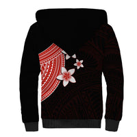 Polynesian Sherpa Hoodie With Plumeria Flower Red LT6 - Wonder Print Shop