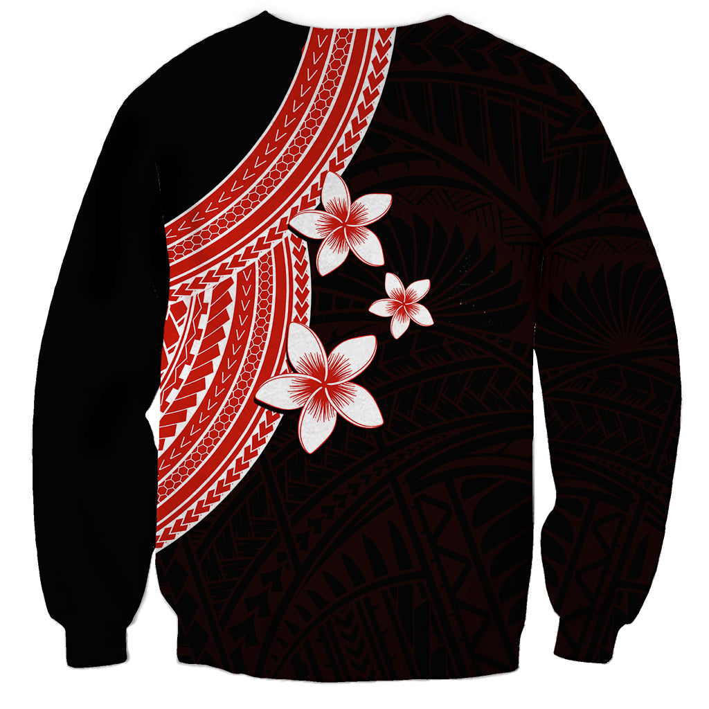 Polynesian Sweatshirt With Plumeria Flower Red LT6 - Wonder Print Shop