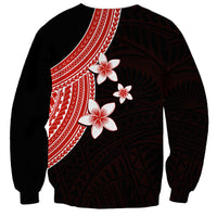 Polynesian Sweatshirt With Plumeria Flower Red LT6 - Wonder Print Shop
