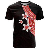 Polynesian T Shirt With Plumeria Flower Red LT6 - Wonder Print Shop