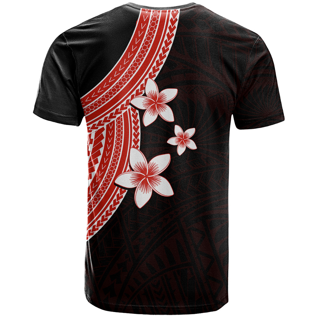 Polynesian T Shirt With Plumeria Flower Red LT6 - Wonder Print Shop