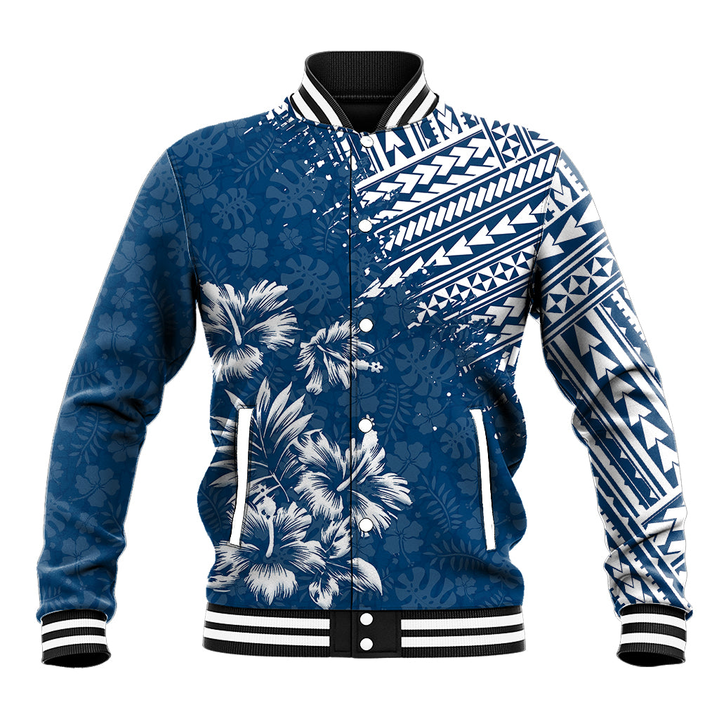 Hawaii Summer Baseball Jacket Mix Polynesian Dark Blue LT6 - Wonder Print Shop