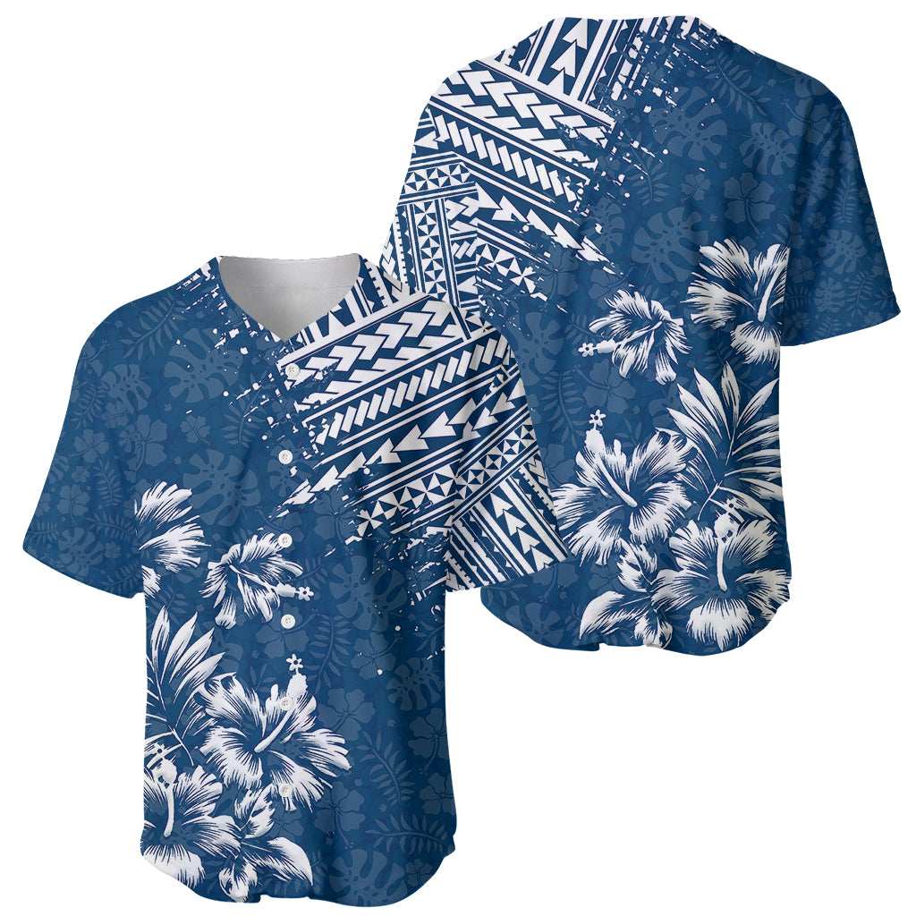 Hawaii Summer Baseball Jersey Mix Polynesian Dark Blue LT6 - Wonder Print Shop