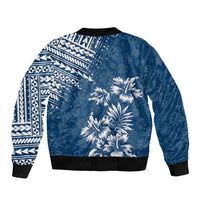 Hawaii Summer Bomber Jacket Mix Polynesian Dark Blue LT6 - Wonder Print Shop
