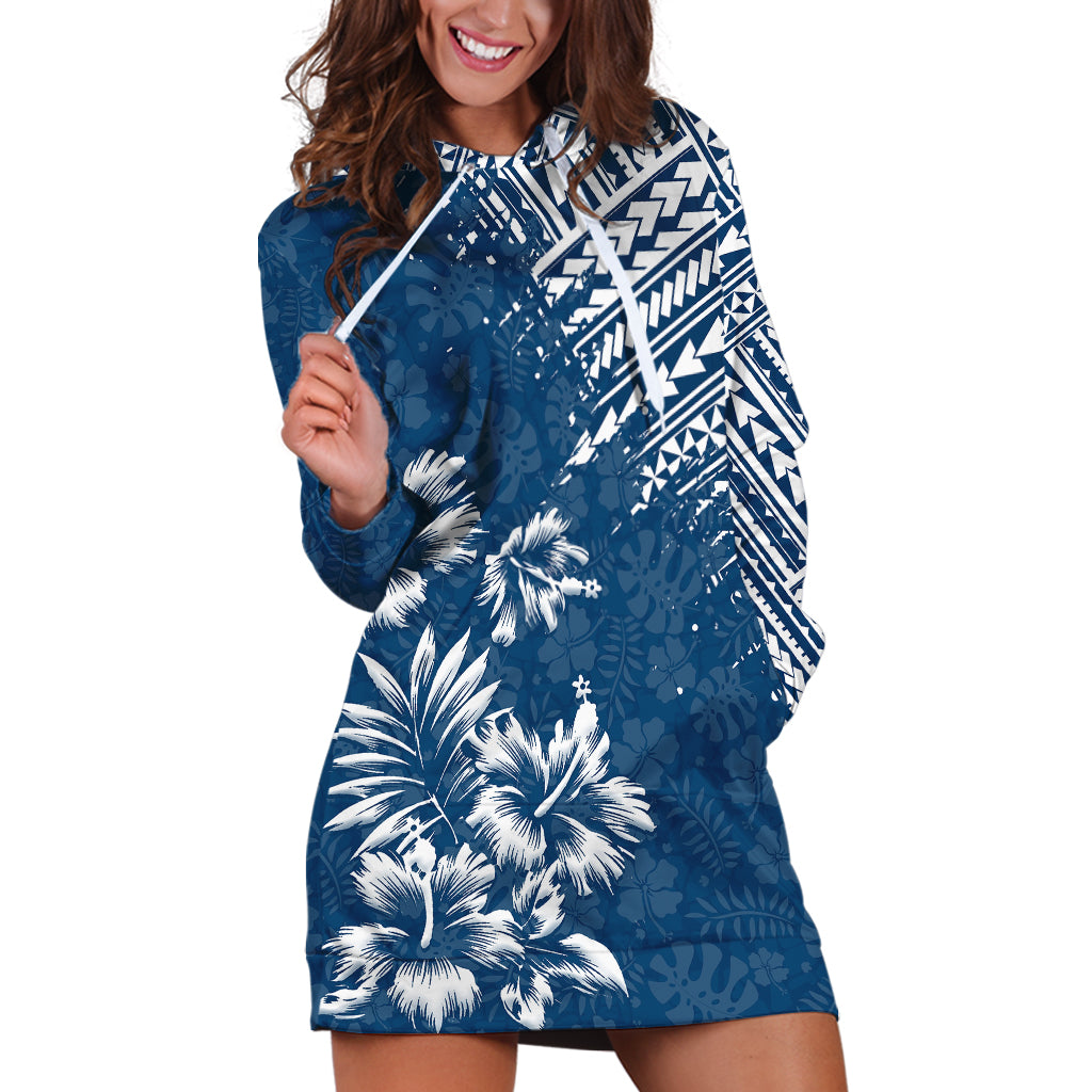Hawaii Summer Hoodie Dress Mix Polynesian Dark Blue LT6 - Wonder Print Shop