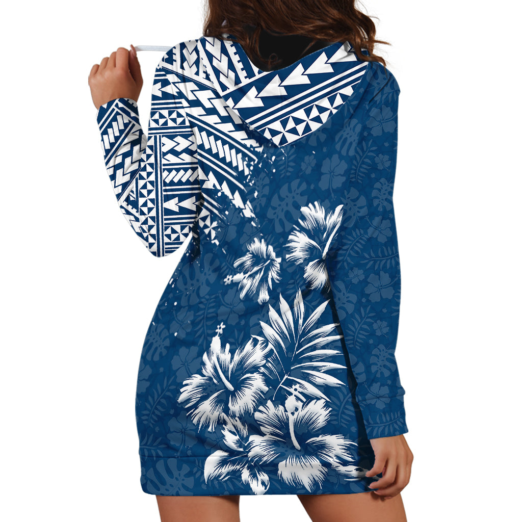Hawaii Summer Hoodie Dress Mix Polynesian Dark Blue LT6 - Wonder Print Shop