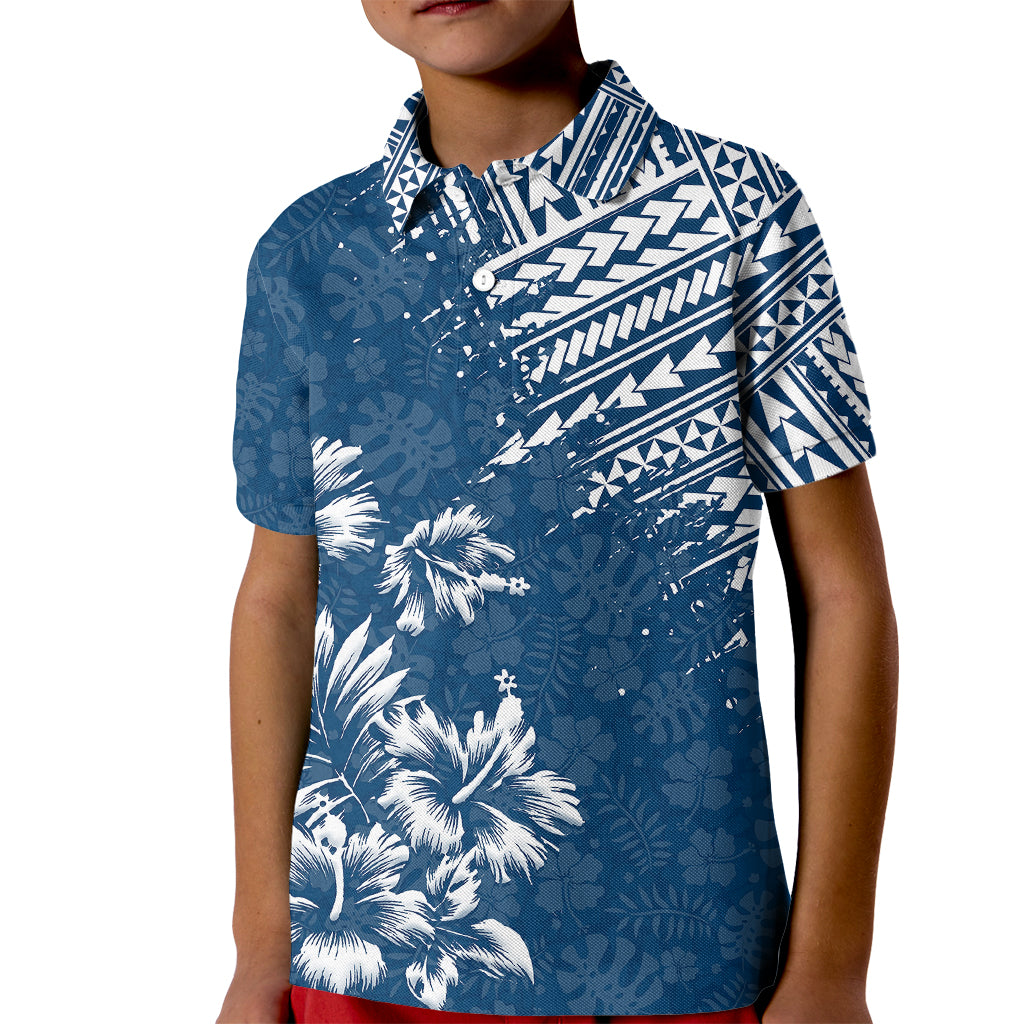 Hawaii Summer Kid Polo Shirt Mix Polynesian Dark Blue LT6 - Wonder Print Shop