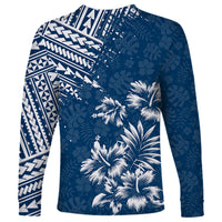 Hawaii Summer Long Sleeve Shirt Mix Polynesian Dark Blue LT6 - Wonder Print Shop