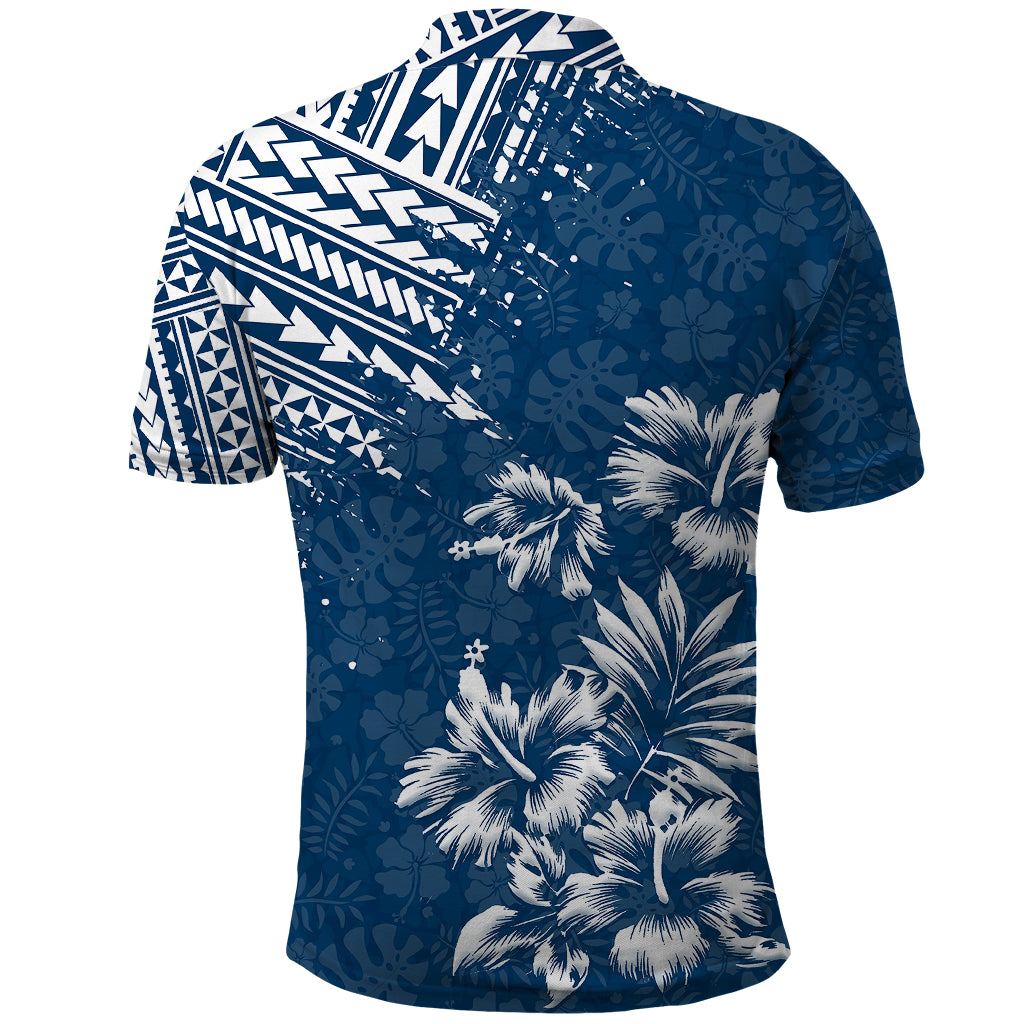 Hawaii Summer Polo Shirt Mix Polynesian Dark Blue LT6 - Wonder Print Shop