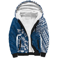 Hawaii Summer Sherpa Hoodie Mix Polynesian Dark Blue LT6 - Wonder Print Shop