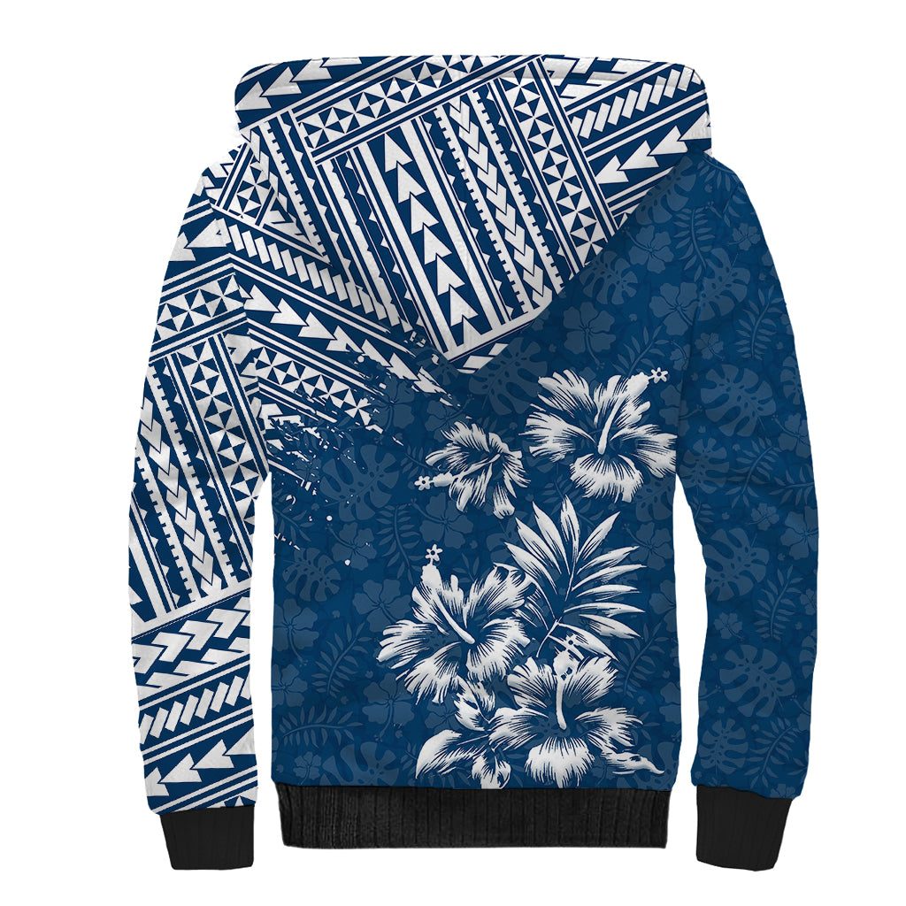 Hawaii Summer Sherpa Hoodie Mix Polynesian Dark Blue LT6 - Wonder Print Shop