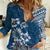Hawaii Summer Women Casual Shirt Mix Polynesian Dark Blue LT6 - Wonder Print Shop