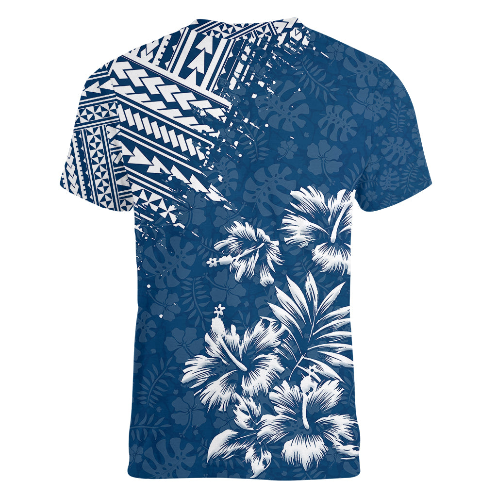 Hawaii Summer Women V Neck T Shirt Mix Polynesian Dark Blue LT6 - Wonder Print Shop