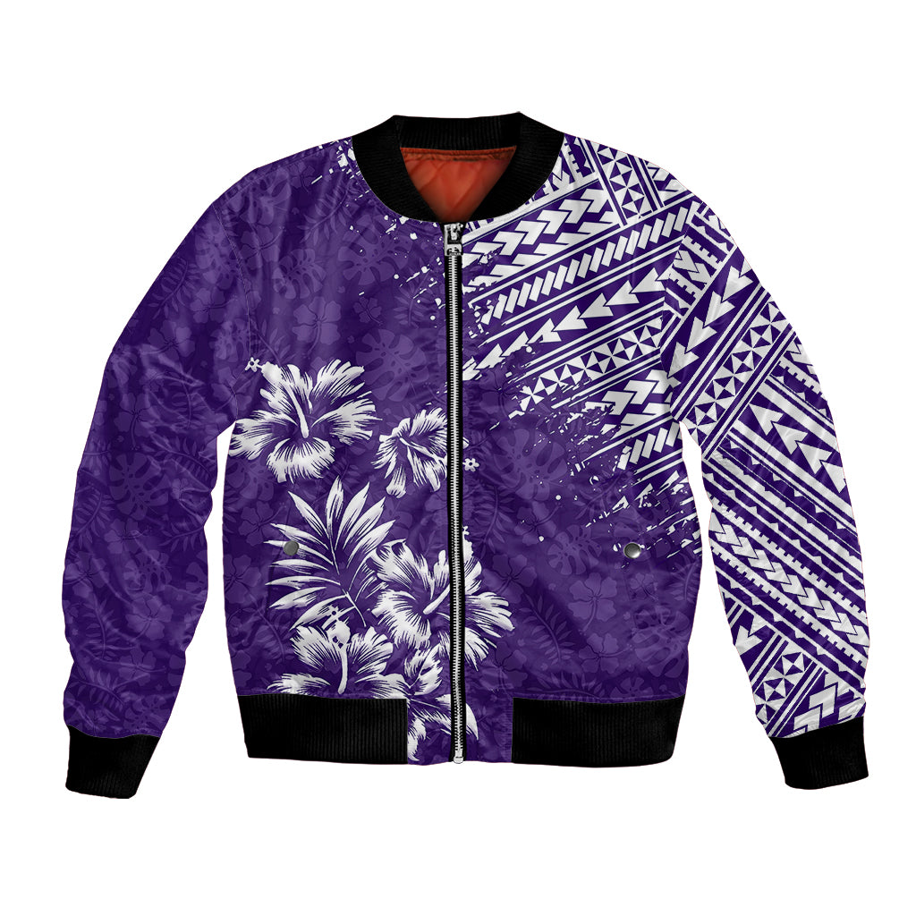 Hawaii Summer Bomber Jacket Mix Polynesian Purple LT6 - Wonder Print Shop