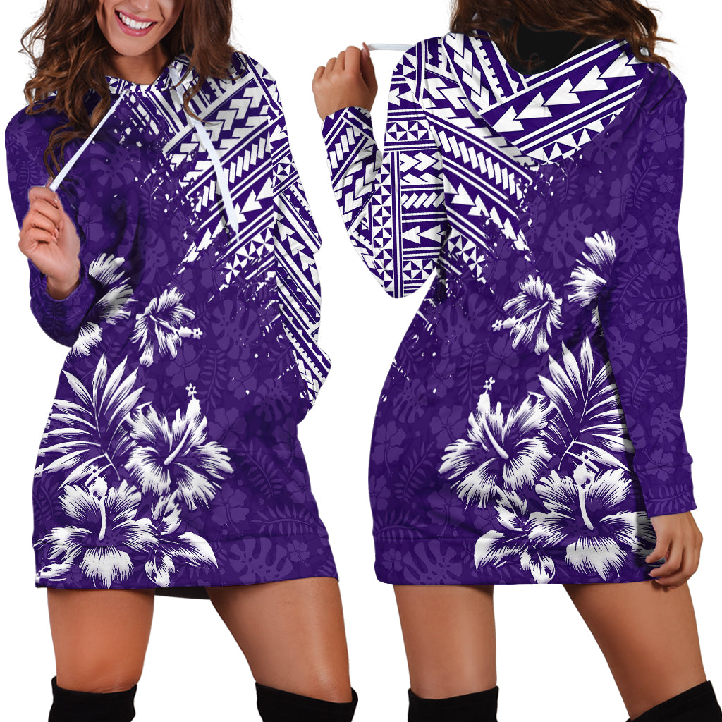 Hawaii Summer Hoodie Dress Mix Polynesian Purple LT6 - Wonder Print Shop