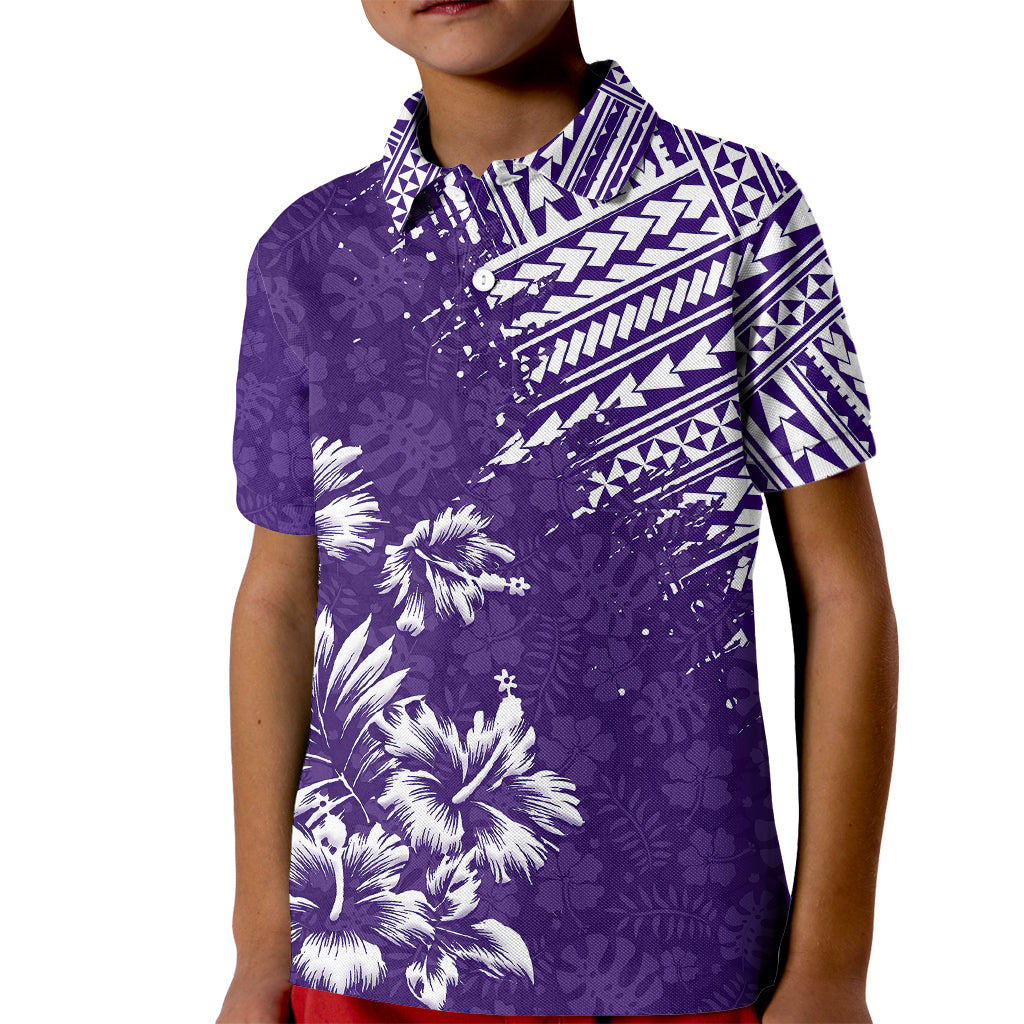 Hawaii Summer Kid Polo Shirt Mix Polynesian Purple LT6 - Wonder Print Shop
