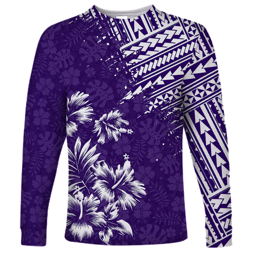 Hawaii Summer Long Sleeve Shirt Mix Polynesian Purple LT6 - Wonder Print Shop