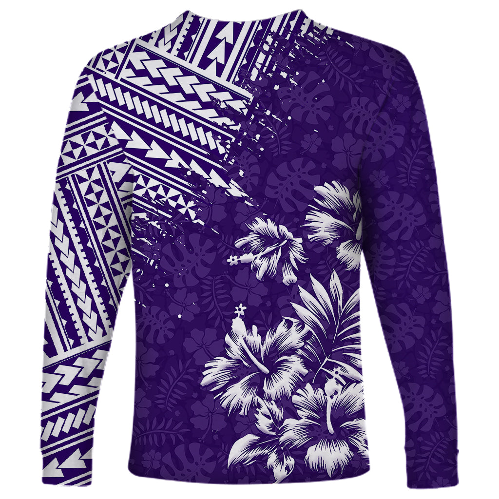 Hawaii Summer Long Sleeve Shirt Mix Polynesian Purple LT6 - Wonder Print Shop
