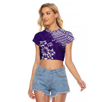 Hawaii Summer Raglan Cropped T Shirt Mix Polynesian Purple LT6 - Wonder Print Shop