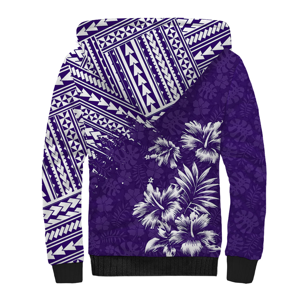 Hawaii Summer Sherpa Hoodie Mix Polynesian Purple LT6 - Wonder Print Shop