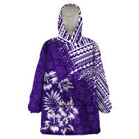 Hawaii Summer Wearable Blanket Hoodie Mix Polynesian Purple LT6 - Wonder Print Shop