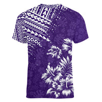 Hawaii Summer Women V Neck T Shirt Mix Polynesian Purple LT6 - Wonder Print Shop
