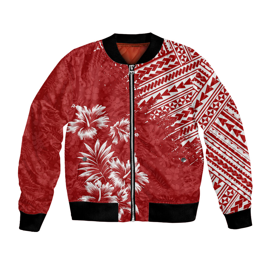 Hawaii Summer Bomber Jacket Mix Polynesian Red LT6 - Wonder Print Shop