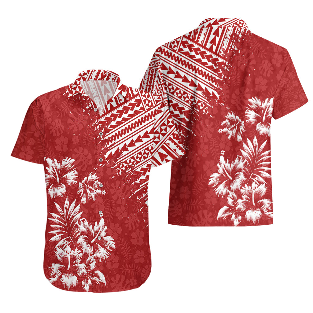 Hawaii Summer Hawaiian Shirt Mix Polynesian Red LT6 - Wonder Print Shop