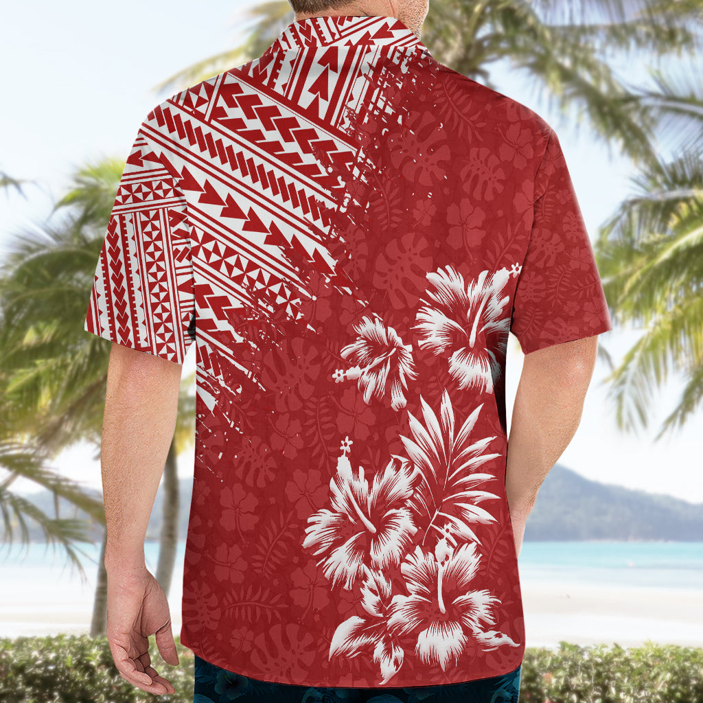 Hawaii Summer Hawaiian Shirt Mix Polynesian Red LT6 - Wonder Print Shop