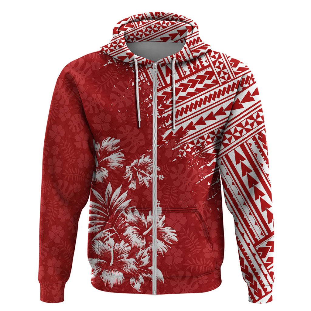 Hawaii Summer Hoodie Mix Polynesian Red LT6 - Wonder Print Shop