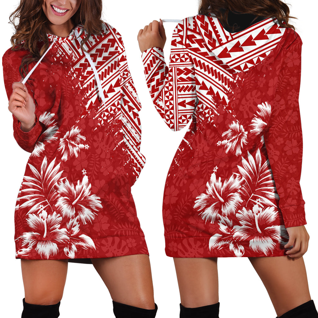 Hawaii Summer Hoodie Dress Mix Polynesian Red LT6 - Wonder Print Shop
